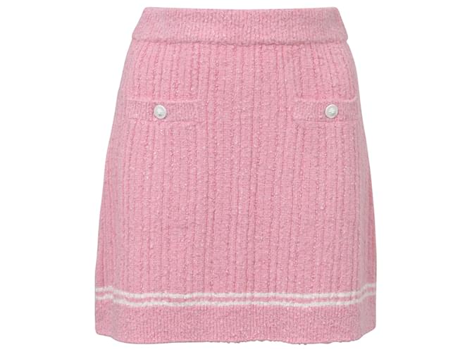 Chanel Tweed Mini Skirt in Pink Viscose Cellulose fibre ref