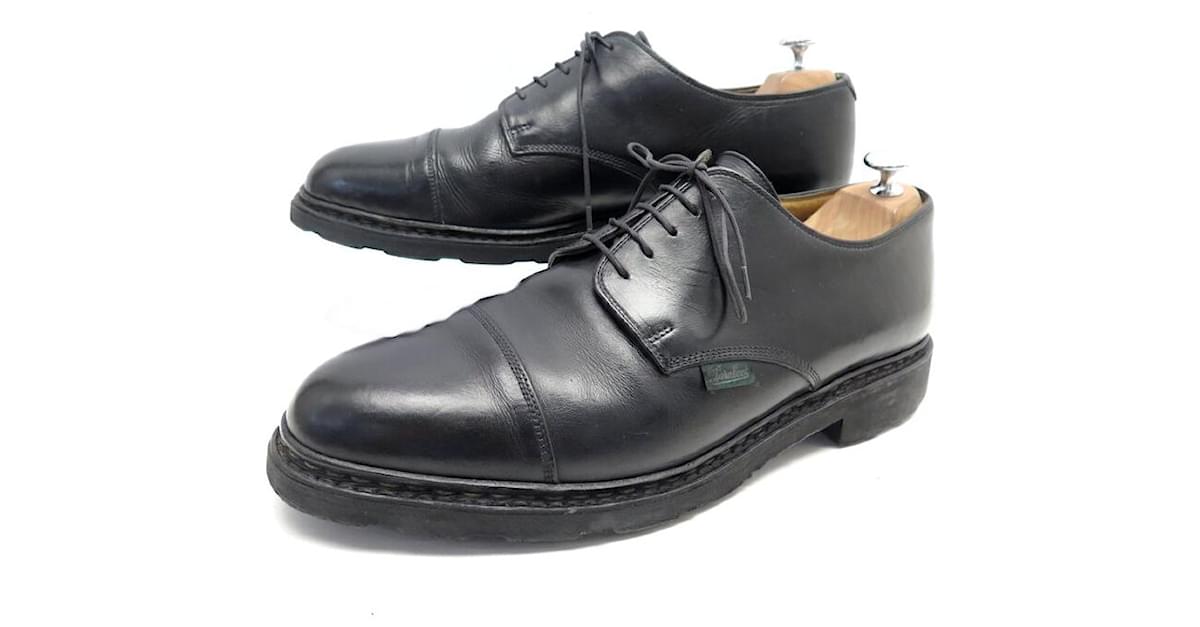 PARABOOT DERBY SHOES AZAY GRIFF 11 45 BLACK LEATHER BLACK LEATHER SHOES  ref.1377745 - Joli Closet