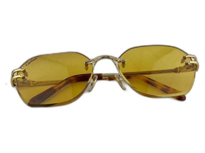 Lunettes de soleil Cartier, unisexe, verres jaunes Métal