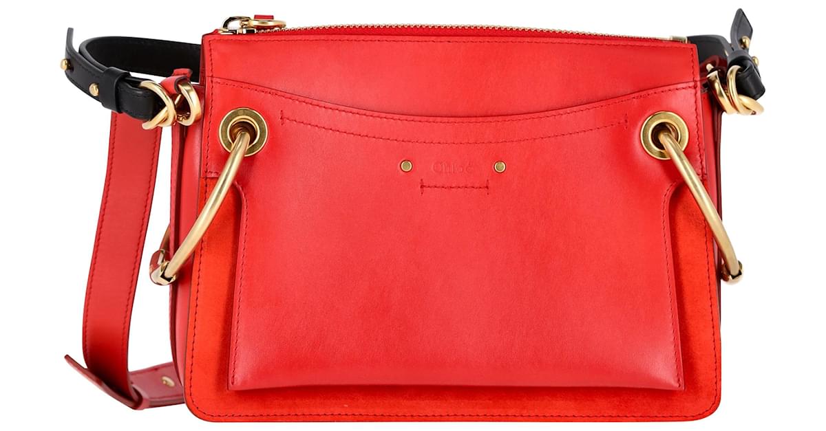 Chloe Small Roy Shoulder Bag in Red Leather ref.1379689 Joli Closet