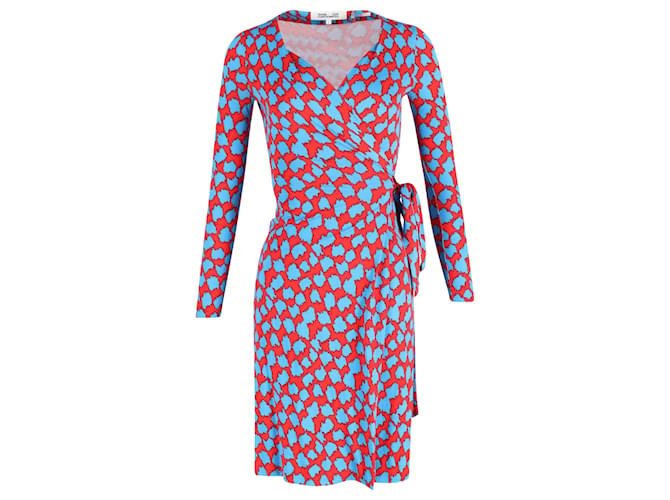 princess polly baby blue dress DIANE von FURSTENBERG c.1990's Silk Jersey Abstract Print Blue White Wrap  Dress at 1stDibs main image 0