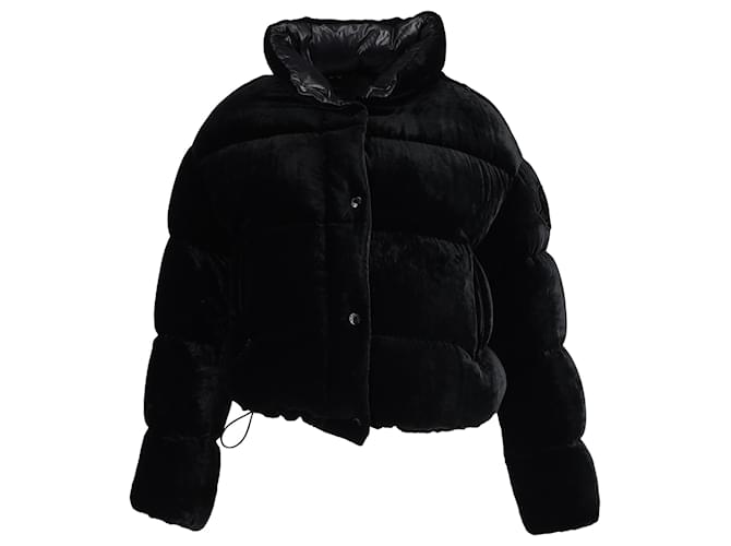 Moncler Quilted Puffer Jacket in Black Velvet Joli
