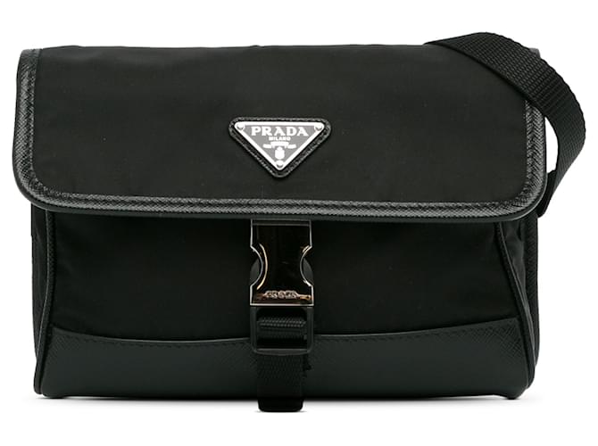 Prada Black Re-Nylon and Saffiano Smartphone Case Cloth ref
