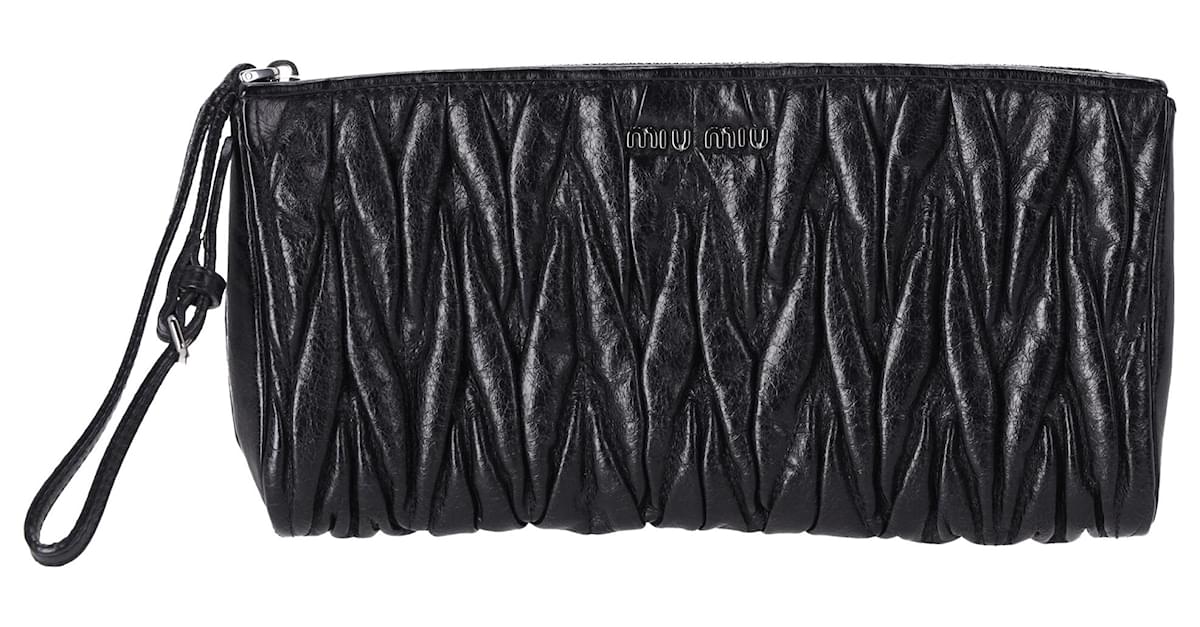 Dark Gray MIU MIU wrist clutch top