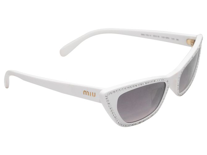 Miu Miu Cat Eye Embellished Sunglasses in White Miu Miu Glimpse Cat-Eye Sunglasses - White - 31% Off  main image 4