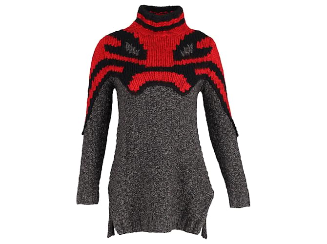 Cline Celine Phoebe Philo Pre-Fall 2010 Abstract Knit Sweater Dress in Red and Grey Wool ref.JC1391032 (Sold) - Joli Closet Cline Celine Phoebe Philo Pre-Fall 2010 Abstract Knit Sweater Dress in Red and Grey Wool ref.JC1391032 (Sold) - Joli Closet