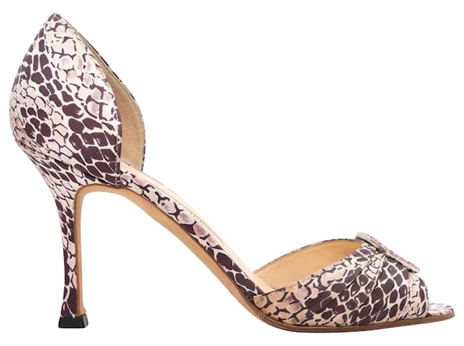 Brown & Multicolor Manolo Blahnik Snakeskin Print