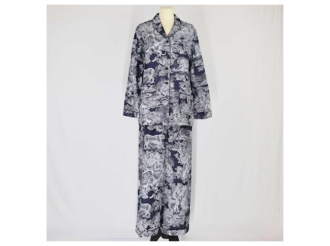 Christian Dior Blue/White Toile De Jouy Printed Shirt Pants Set