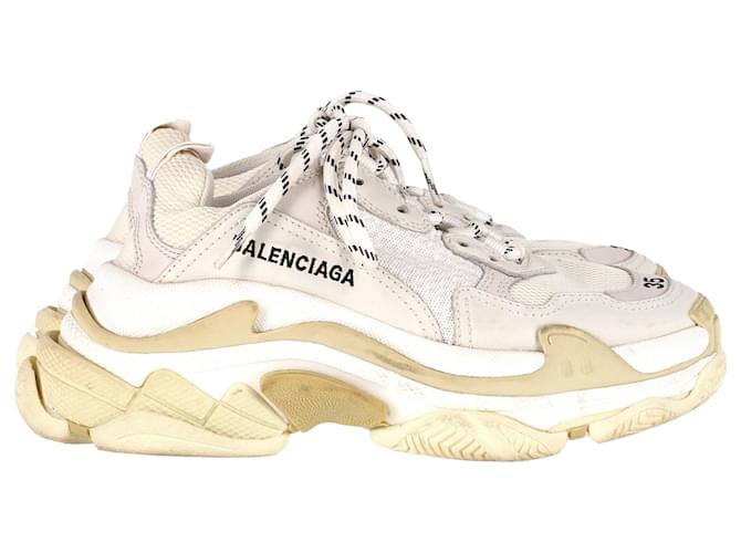 Balenciaga Triple S Sneakers in Cream Polyester White