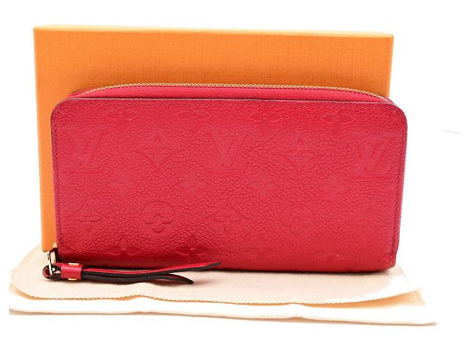 Polyester Rouge Wallet France Louis Vuitton Zippy Wallet Cuir Rouge ref.1395163 - Joli Closet