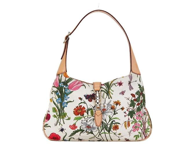グッチGucciフローラ ジャッキー ホーボーフローラ ジャッキー ホーボー ホワイト×マルチカラー キャンバス×レザー 137335 グッチジャッキー フローラ ホーボーバッグ 日本限定モデル 白