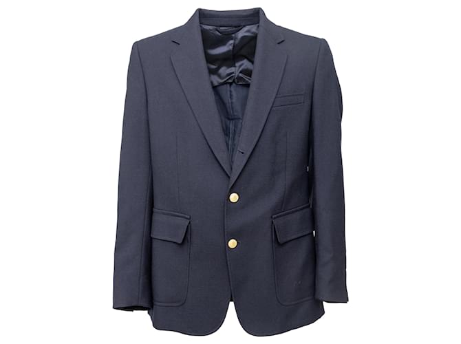 24SS new/Maison Margiela ブレザー Blazer Navy Maison Margiela - Navy Collarless Cotton-Sateen Blazer - Men