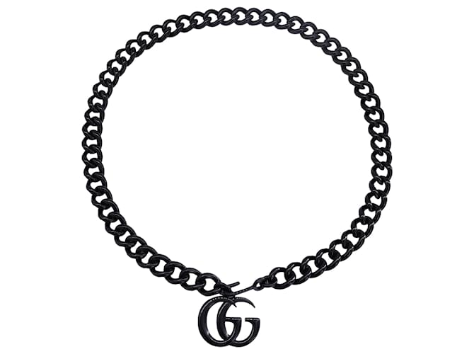 Gucci GG Marmont Chain-Link Belt in Black Metal Joli