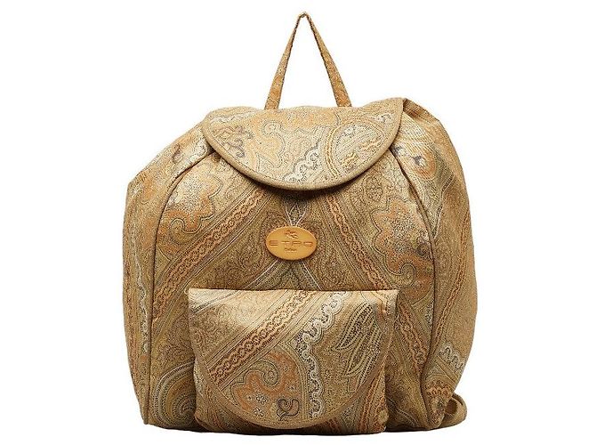 Etro Nylon Paisley Backpack Beige Brown Multicolor in Very  display picture 2