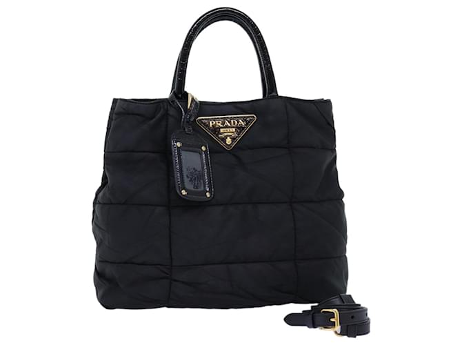 Prada Hand Bag Nylon 2way Black Auth 74633 ref.1402618 - Joli Closet