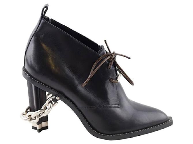 Louis Vuitton Lace-up leather boots Black Joli Closet