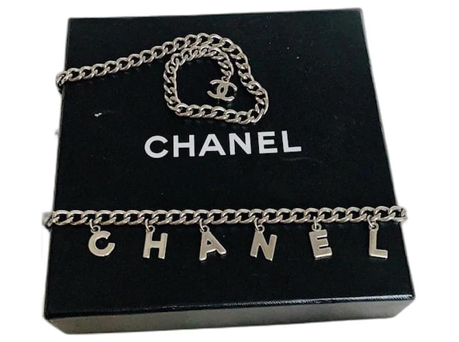 CHANEL CC Logo Letter Chain Belt Necklace Bracelet Silver hardware