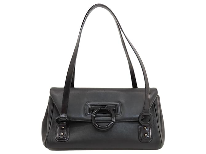 Salvatore Ferragamo Gancini Black Leather ref.1402884 - Joli