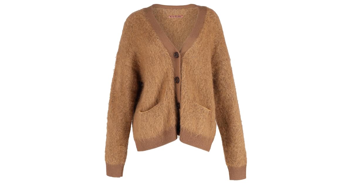 Acne Studios Rives V-neck Cardigan in Brown Mohair and Wool Blend  ref.1403817 - Joli Closet