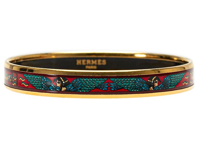 Hermès Red Narrow Egyptian Boat Enamel Bangle (Sold) - Joli Closet