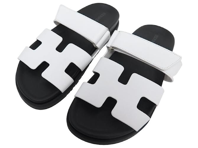 Hermès NEW HERMES MULES SHOES CYPRUS FR222299Z 37 WHITE LEATHER   