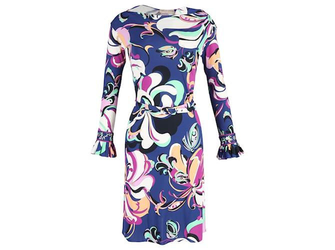 emilio pucci midi dress PUCCI Fitted Long Sleeve Midi Dress MULTICOLOUR