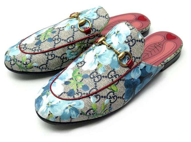 GUCCI PRINCETOWN GG FLORA CANVAS SHOES 432772 37 MOCCASINS