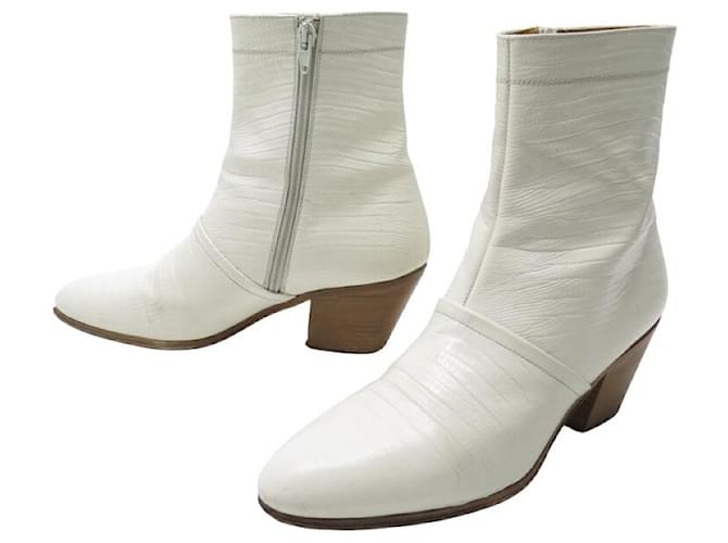Céline CELINE SHOES CUBAN ANKLE BOOTS LIZARD EMBOSSED calf leather