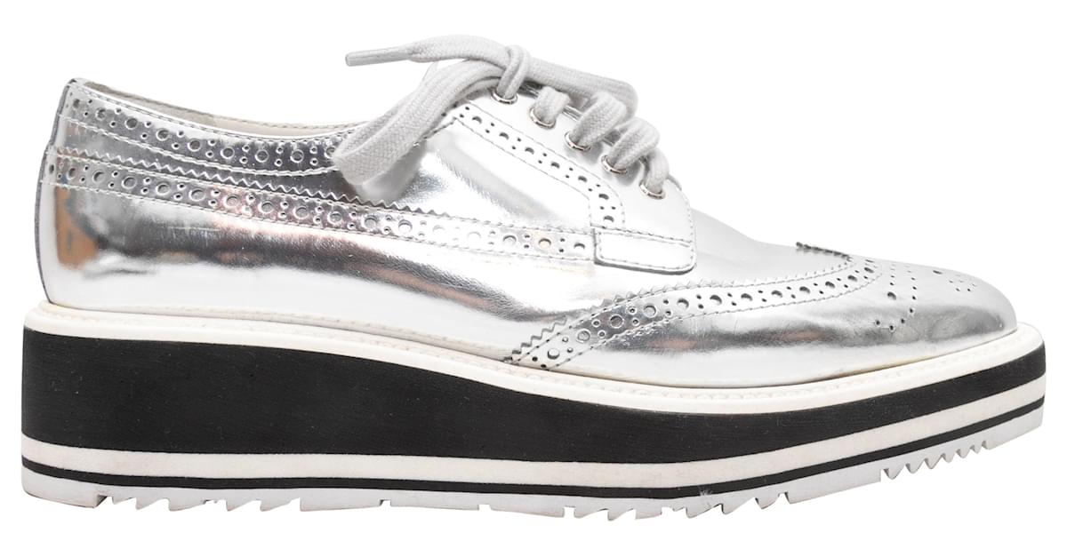 Prada silver platform brogues orders