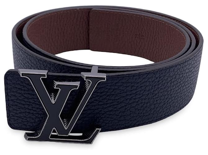 Louis Vuitton Reversible Blue Brown LV Tilt Buckle Belt Size 110