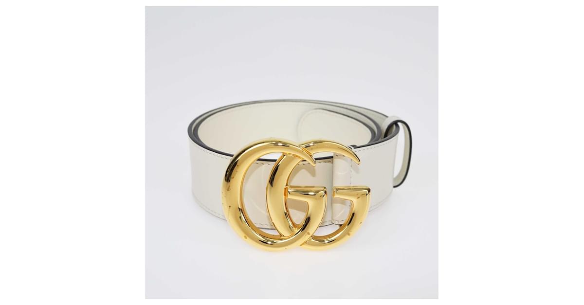 White and gold gucci belt sales