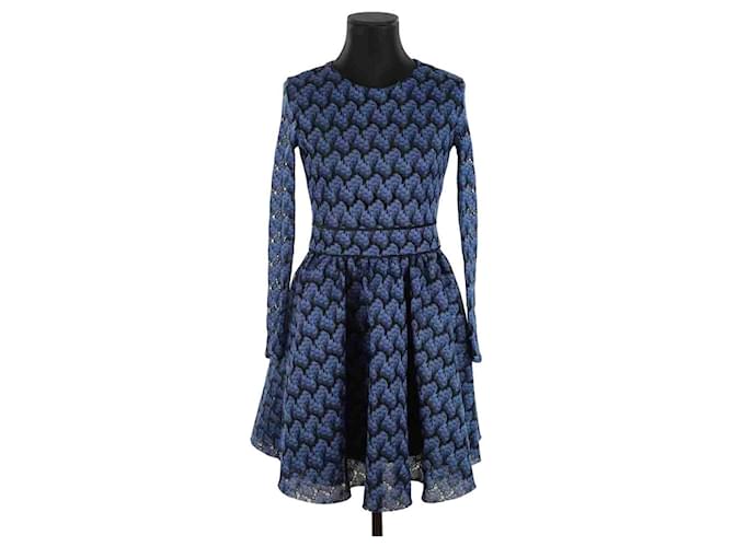 knee length dresses for ladies MAJE. Double textured blue dress Your(s) – Hibuy market main image 1
