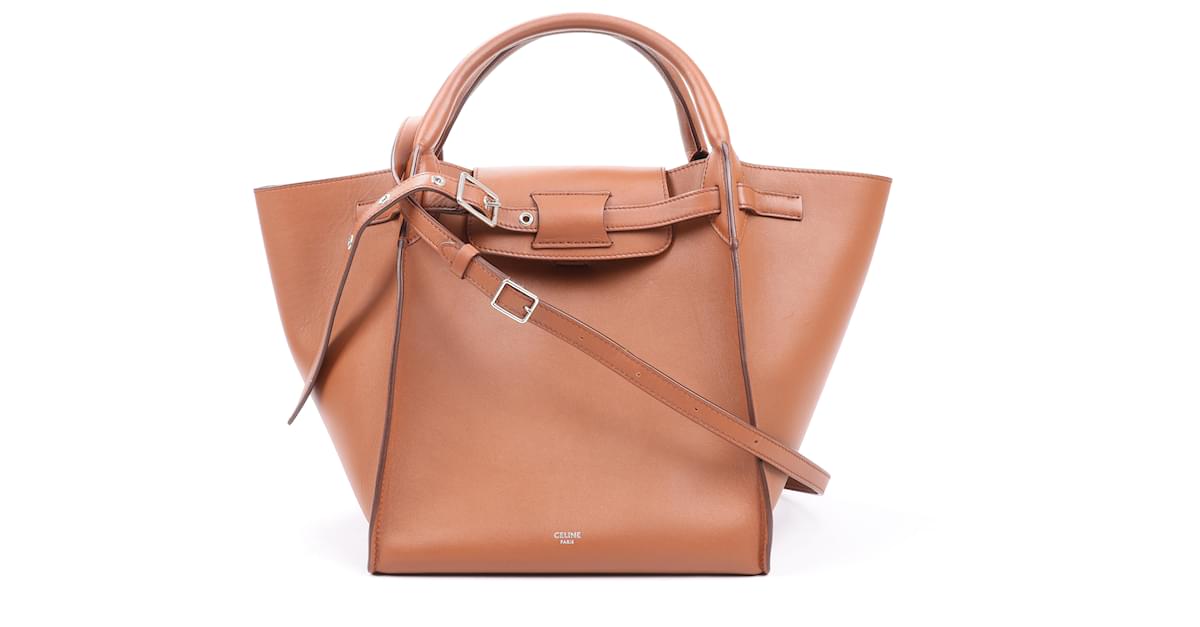 Celine CELINE Smooth Calfskin Small Big Bag 2way Handbag in Tan Brown Leather ref.1418625 Joli Closet