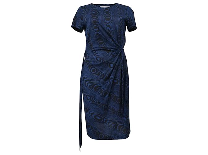 Diane Von Furstenberg Wood Grain Print Dress in Blue Polyester ref.1418693  - Joli Closet