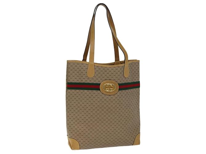 GUCCI Micro GG Supreme Web Sherry Line Tote Bag Beige 002