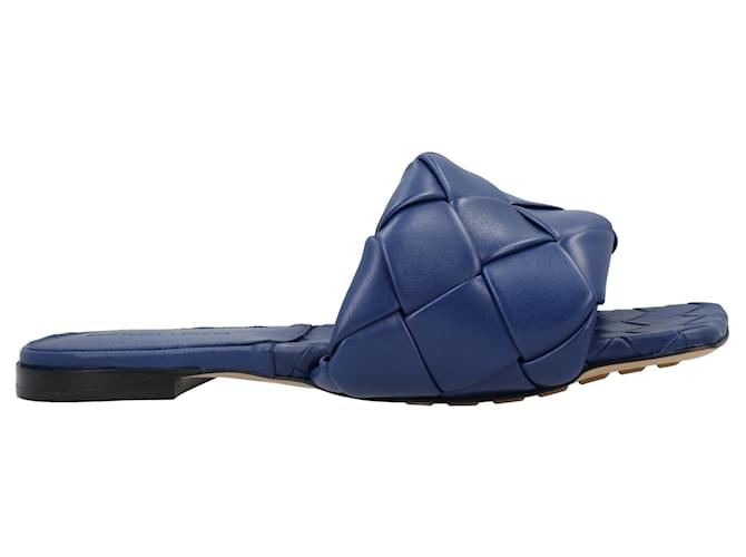Bottega Veneta Lido Flat Sandal blue Leather ref.1423284