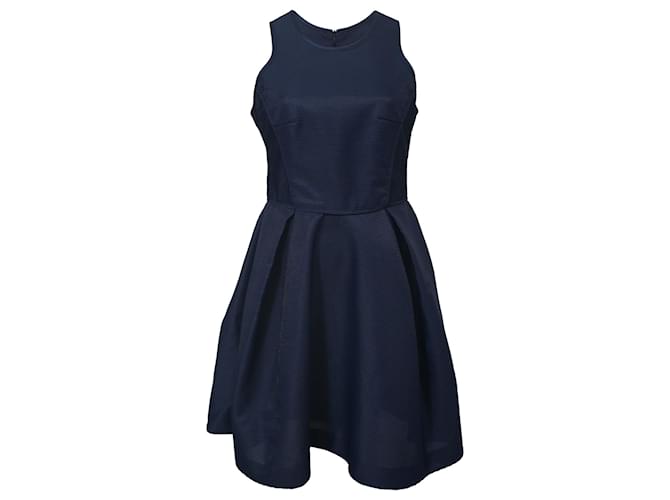 Maje Sleeveless Pleated Mini Dress in Navy Blue Polyester ref.1423575 -  Joli Closet