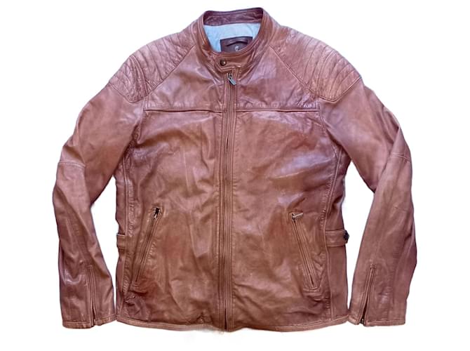 Massimo Dutti レザーライダースジャケット Massimo Dutti 3303 Brown Sheep Leather Zipped Biker Jacket Canada