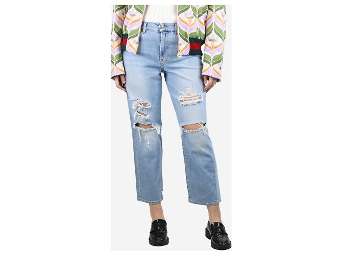 Jean Déchiré 7 For All Mankind Taille 28 - Bleu Délavé - Occasion Très Bon état