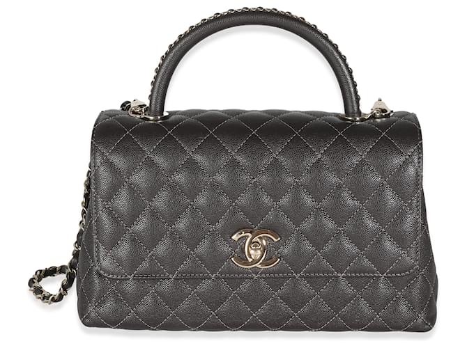 Chanel Coco Top Handle Bag Caviar Chanel Brown Quilted Caviar