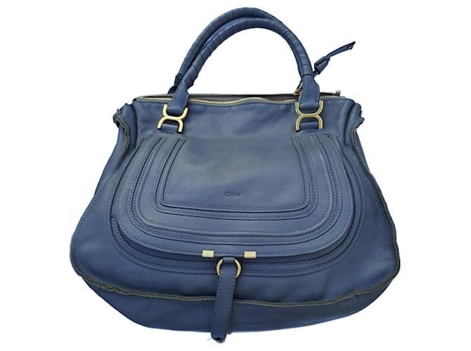 Shoulder Bag Chloe Tasche Marcie Blau Schultertasche Aus Genarbtem