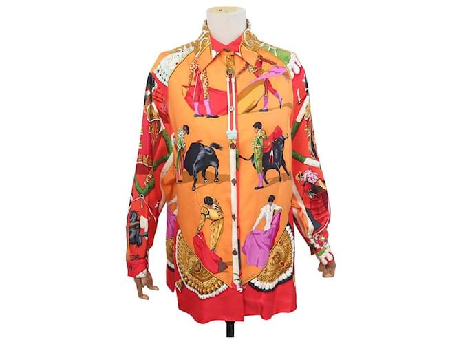 Hermès HERMES SHIRT SQUARE SCARF PLAZA DE TOROS 40 M SILK SHIRT