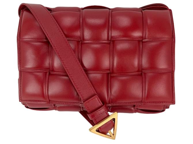 Bottega Veneta Red Nappa Maxi Intreccio Padded Cassette Crossbody