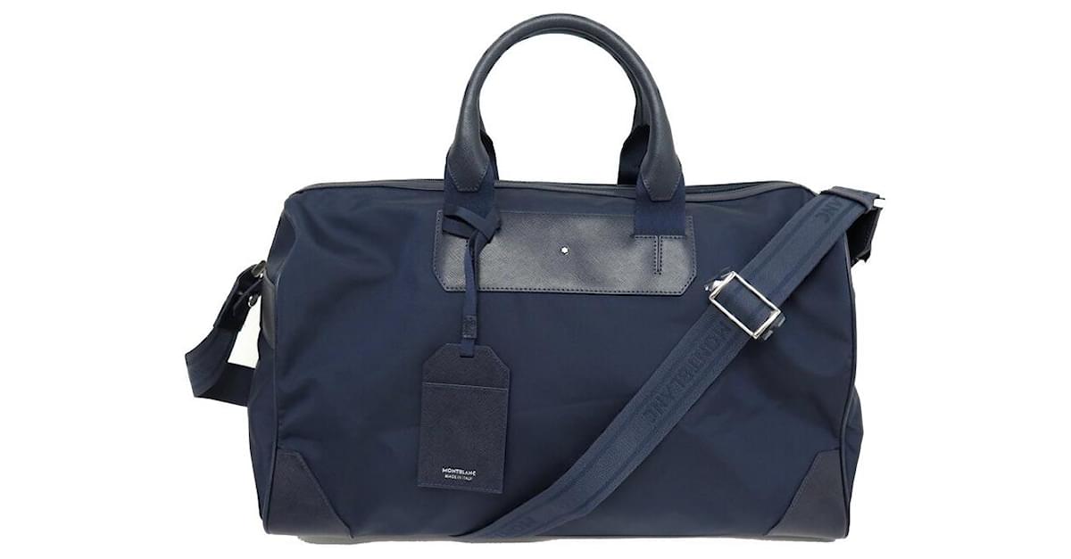 NINE MONTBLANC SARTORIAL JET DUFFLE BAG 118385 CANVAS AND LEATHER Blue  ref.1429083 - Joli Closet