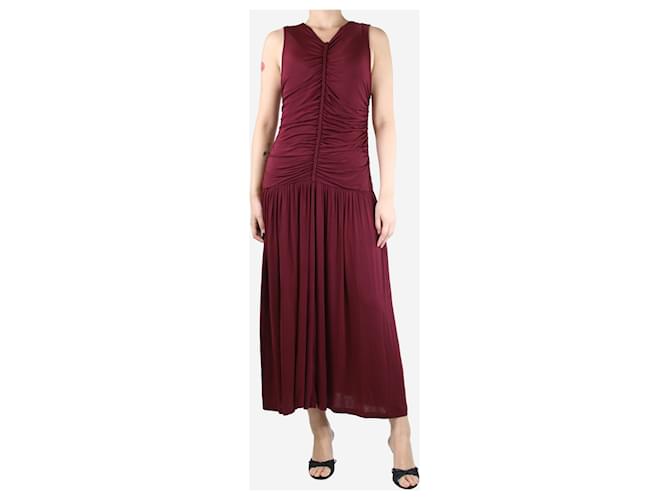 ulla johnson burgundy dress Ulla Johnson Women's Tasneem Pleated Satin Gown - Claret