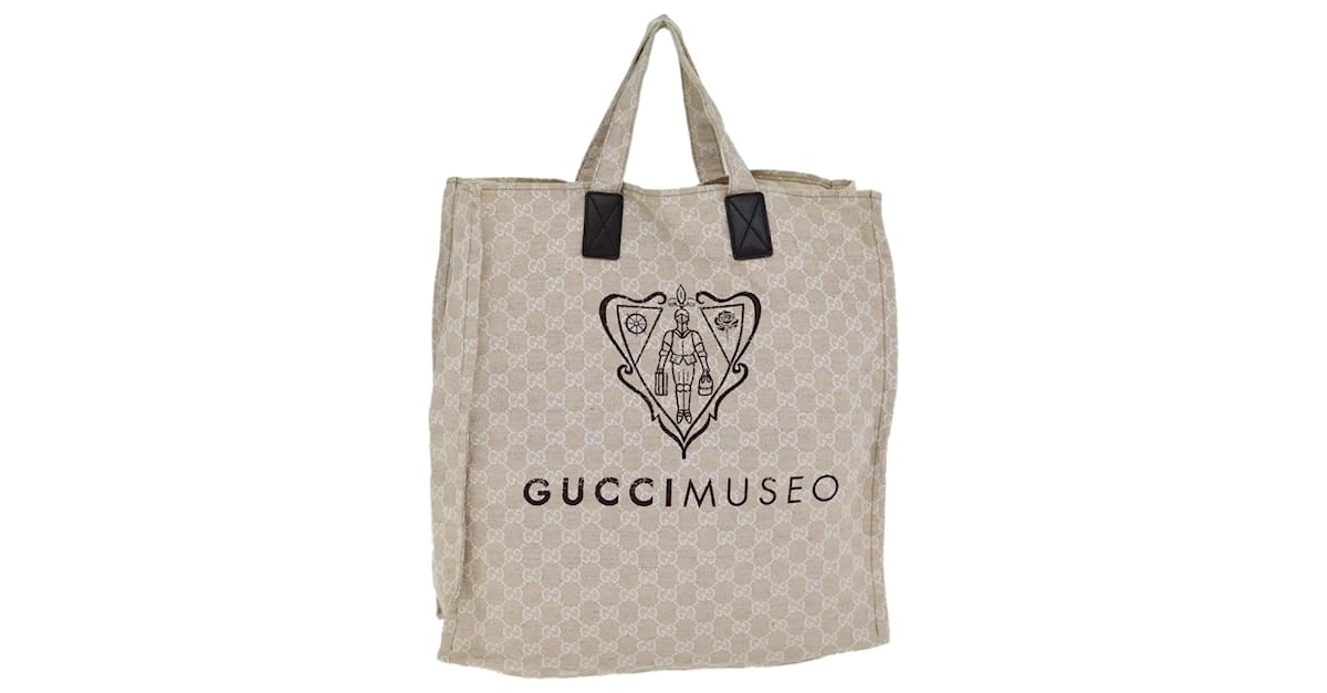 GUCCI GG Canvas Gucci Museo Tote Bag Beige 283411 Auth 78525 Cloth  ref.1429555 - Joli Closet