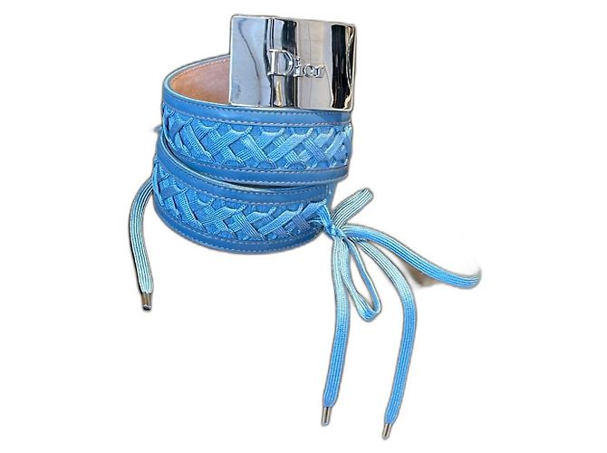 Christian Dior Belts Light blue Leather Cloth ref.1429604  display picture 2