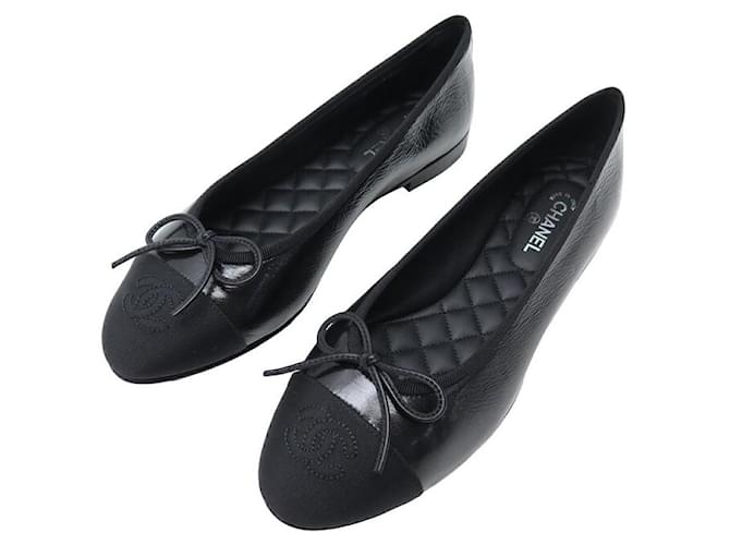 NINE CHANEL BALLET FLATS LOGO CC BOW G36490 LEATHER NEW SHOES