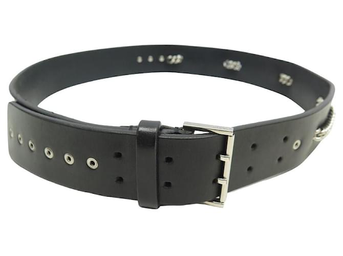 CHRISTIAN DIOR CHAIN BELT 85 IN BLACK LEATHER ref.JC1432505 (Sold