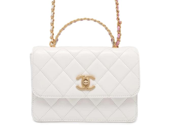 Chanel Chain Shoulder Bag Matelasse Coco Mark AS3886 - White ref